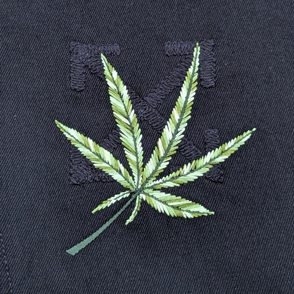 $2840 Mens OFF-WHITE Leaf Embroidered Logo Skate Fit Jeans Black 32 - Picture 4 of 12